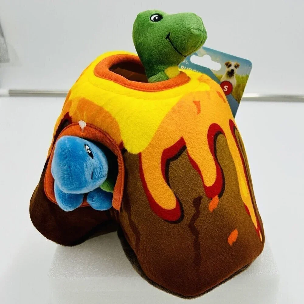 Vibrant Life Cozy Buddy Volcano Dino Dog Toy Small Brand-New Chew Level 2